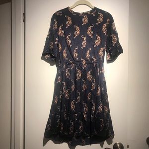 Sandro silk dress. With tiger print. Size 2